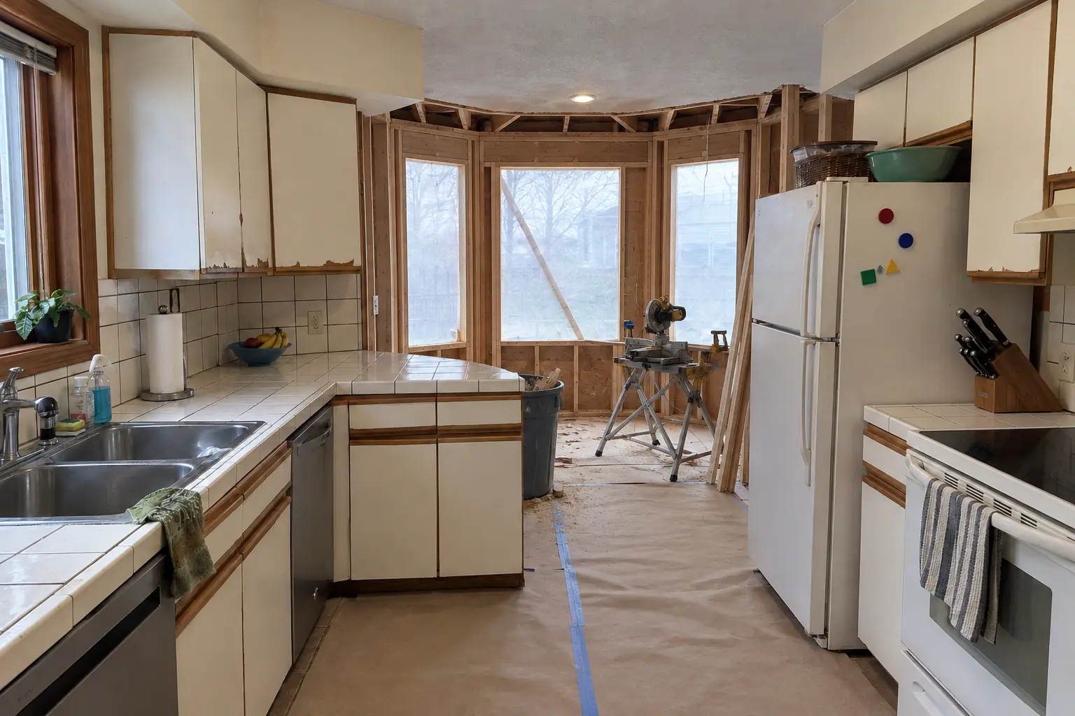 Kitchen Additions in a 1980s-1990s two-story colonial / tract house — in progress