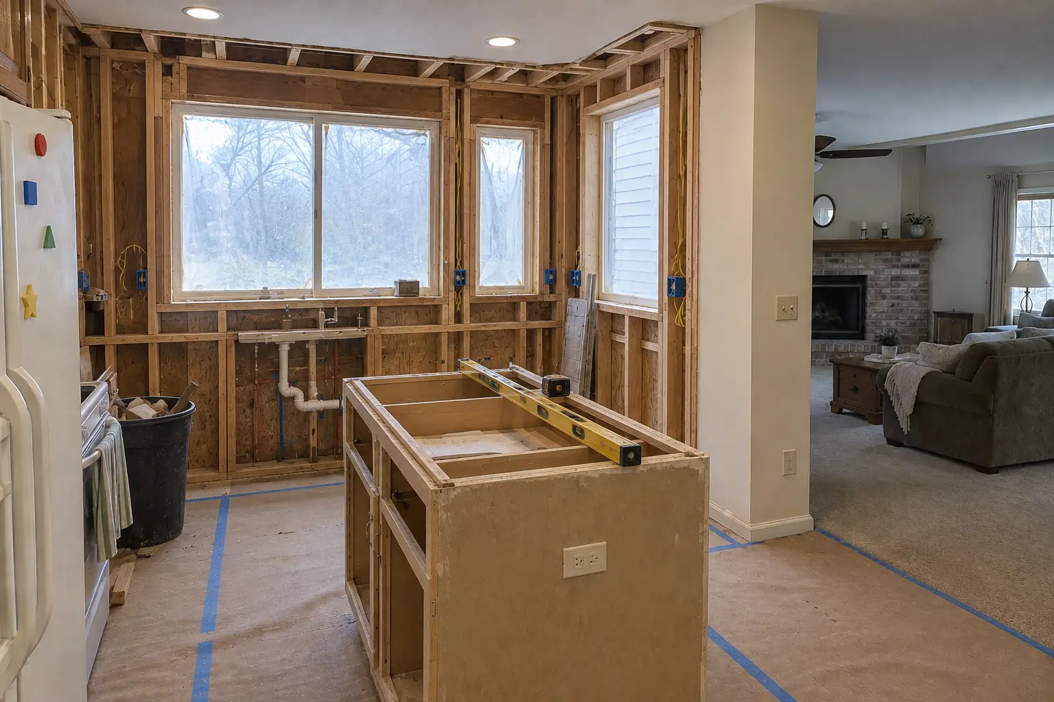 Kitchen Additions in a 1980s-1990s two-story colonial / tract house — in progress