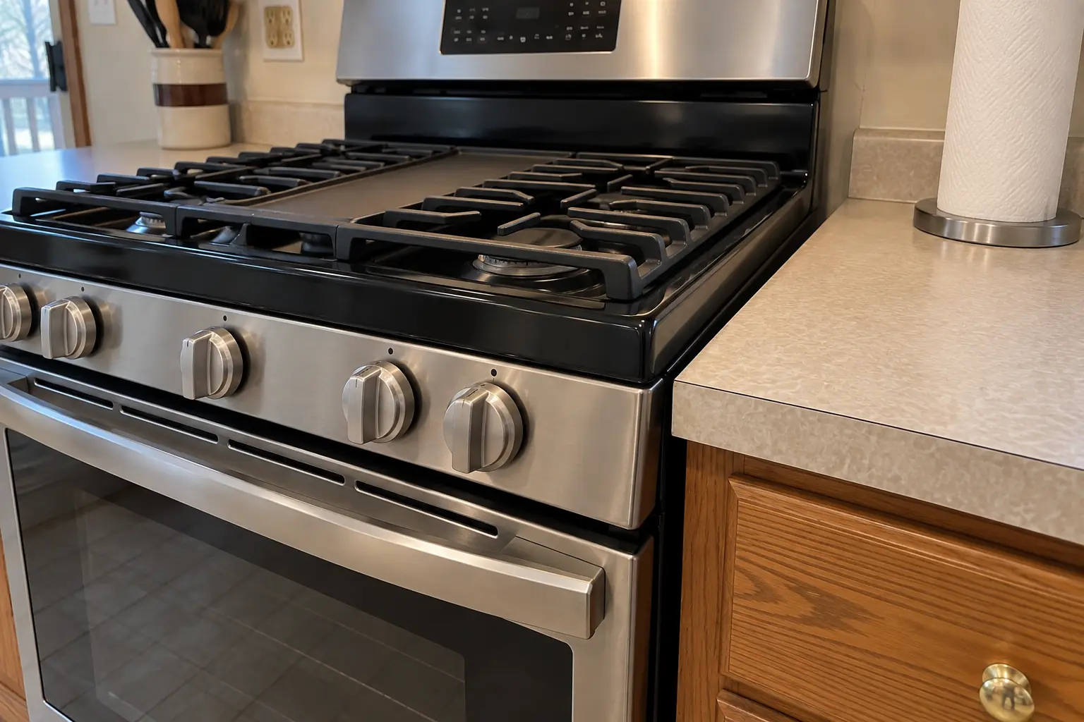 Kitchen Appliance Installation in a 1980s-1990s two-story colonial / tract house — detail