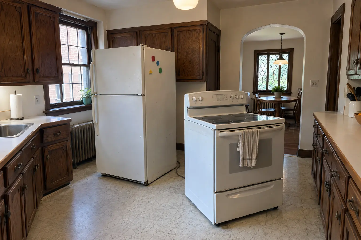 Kitchen Appliance Removal in a prewar house — before