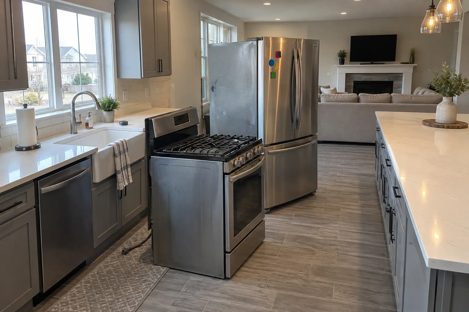 Kitchen Appliance Removal in a 2000s new construction — before