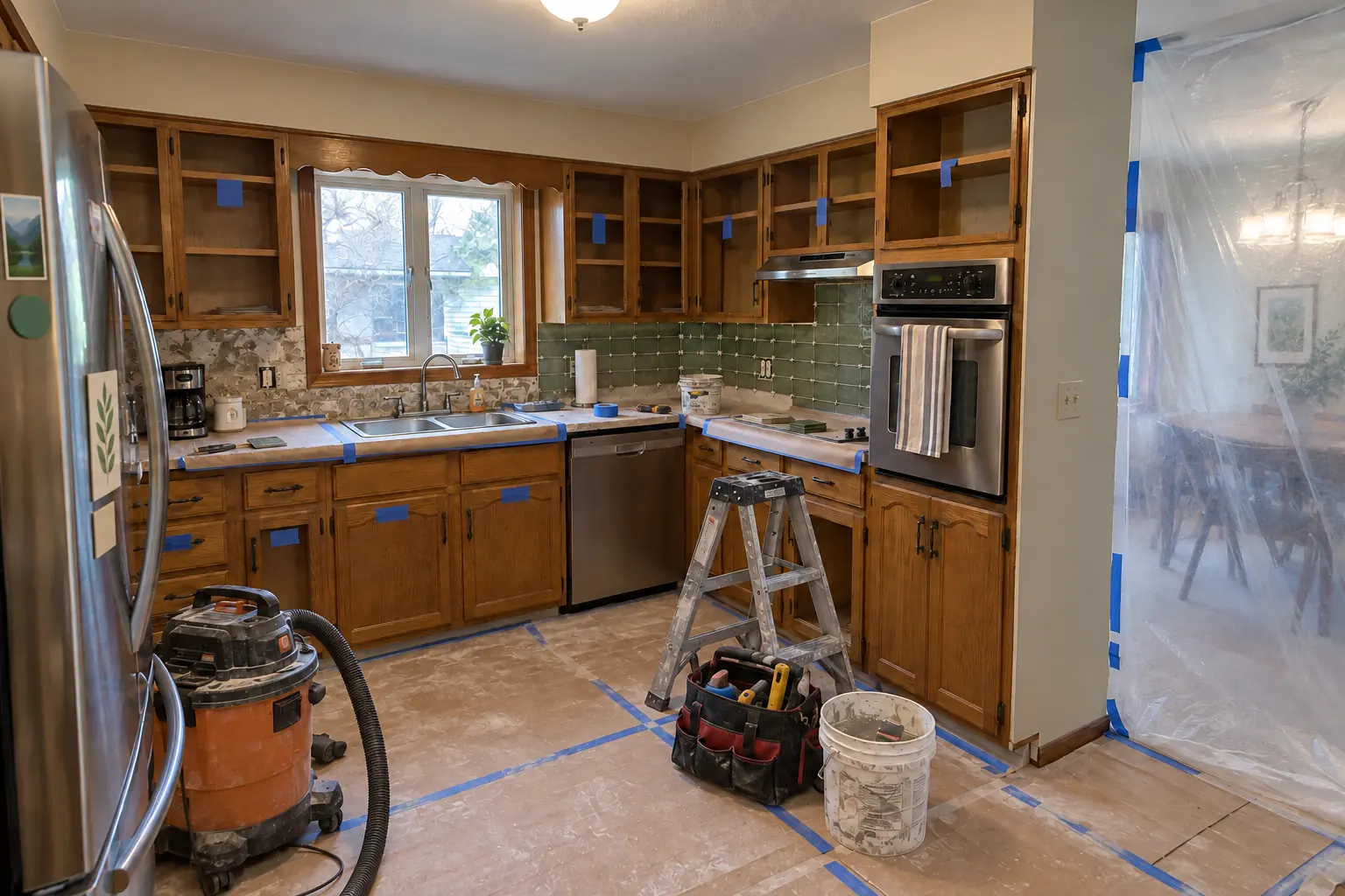 Kitchen Backsplash Installation in a postwar ranch / cape cod / bi-level — in progress