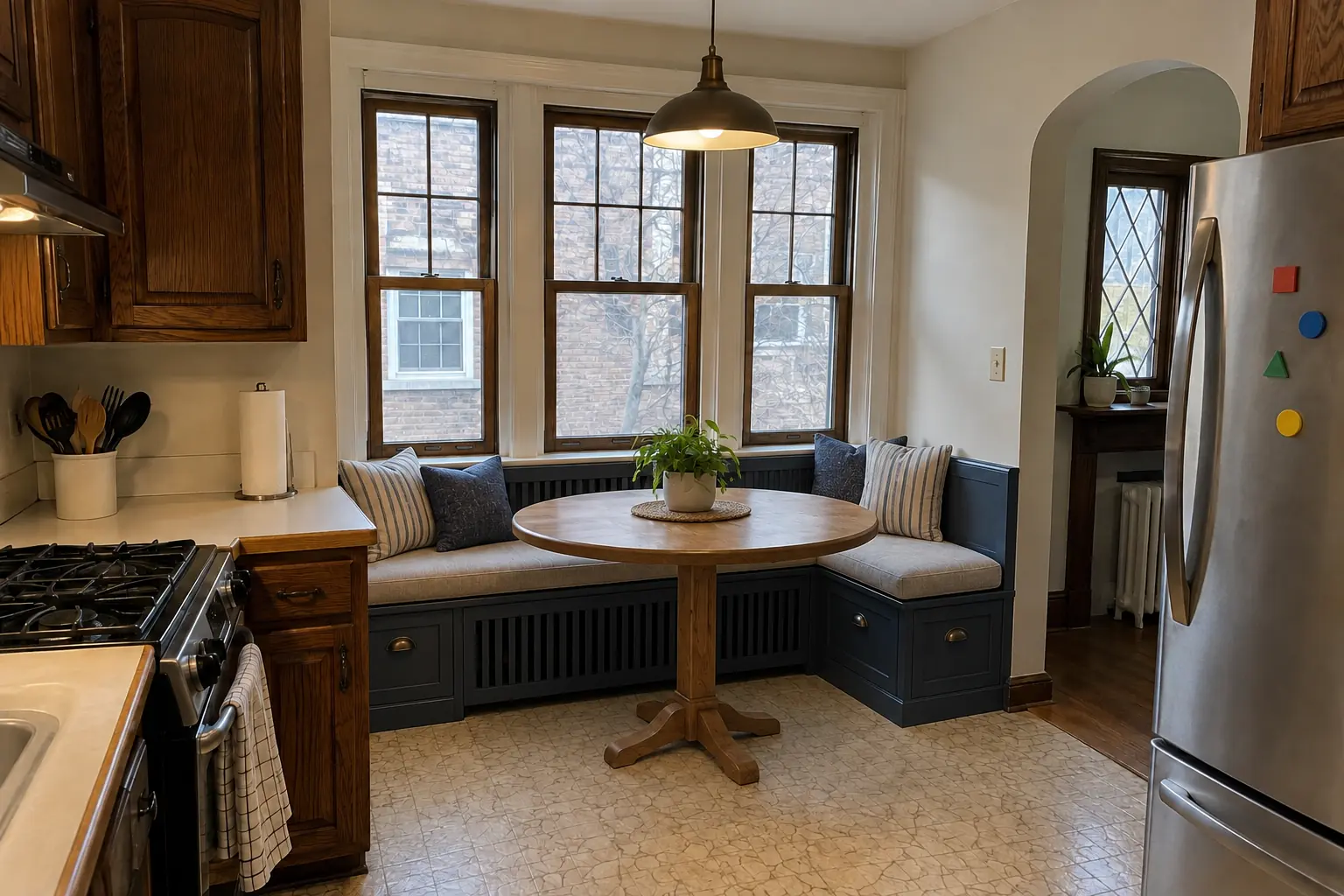 Built-In Breakfast Nook & Banquette in a prewar house — after