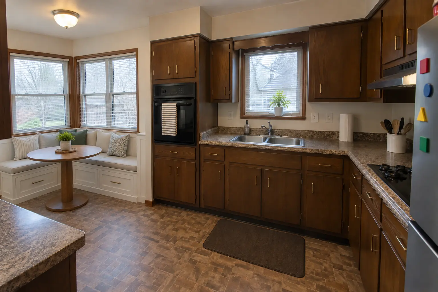 Built-In Breakfast Nook & Banquette project near Mount Prospect, after