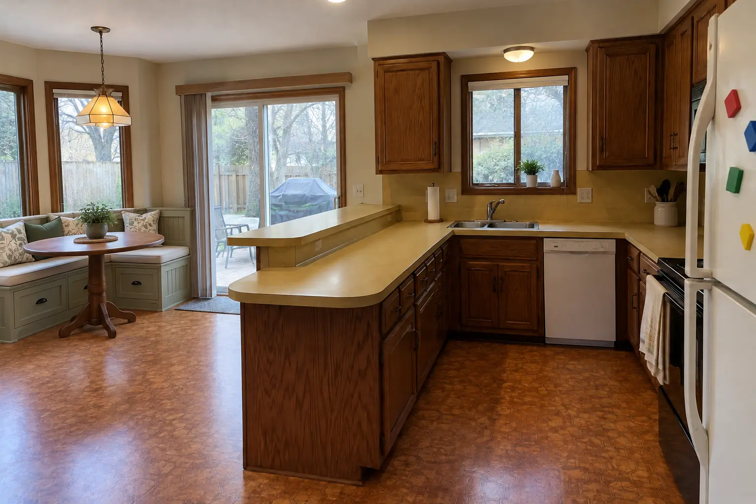 Built-In Breakfast Nook & Banquette project near Hoffman Estates, after