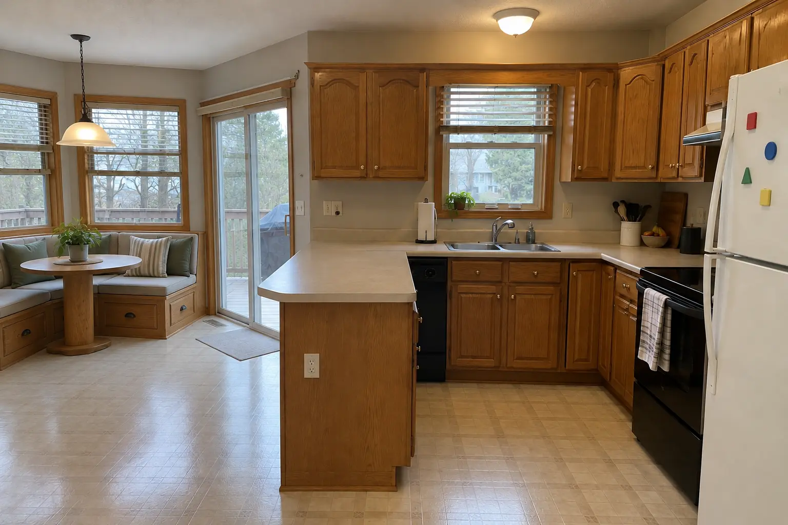 Built-In Breakfast Nook & Banquette project near Lake Zurich, after