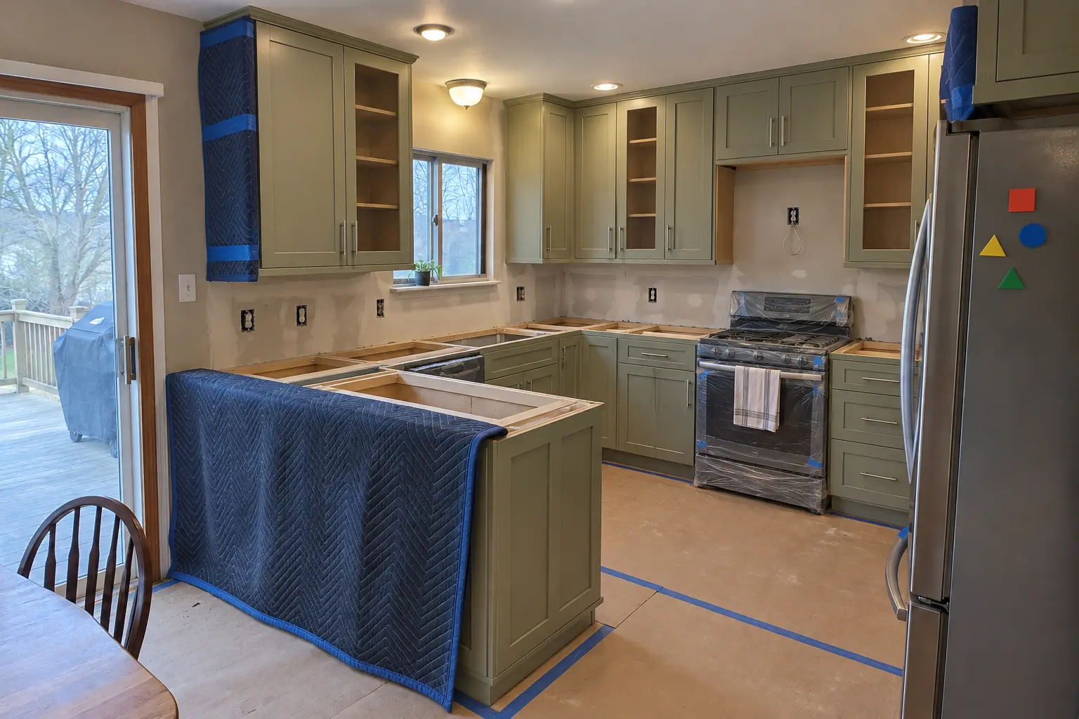 Custom Kitchen Cabinets in a 1980s-1990s two-story colonial / tract house — in progress