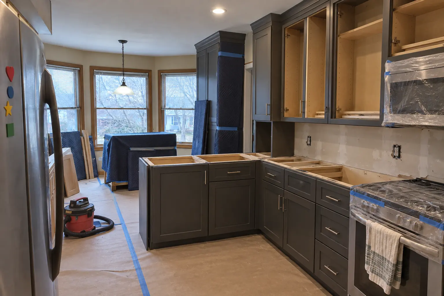 Custom Kitchen Cabinets in a 1980s-1990s two-story colonial / tract house — in progress