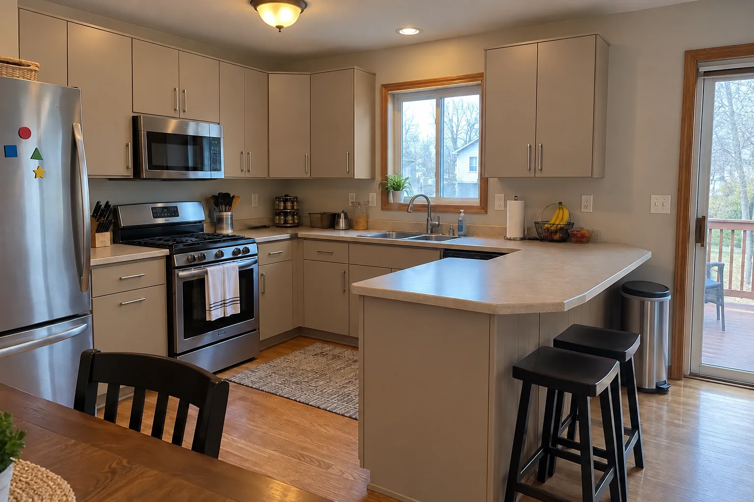 Kitchen Cabinet Services in a 1980s-1990s two-story colonial / tract house — after