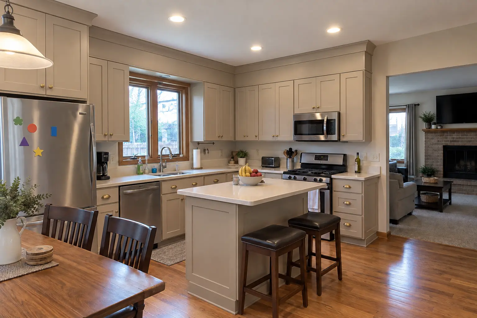 Kitchen Cabinet Services in a 1980s-1990s two-story colonial / tract house — after