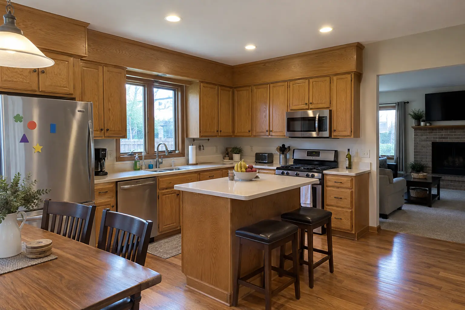 Kitchen Cabinet Services in a 1980s-1990s two-story colonial / tract house — before