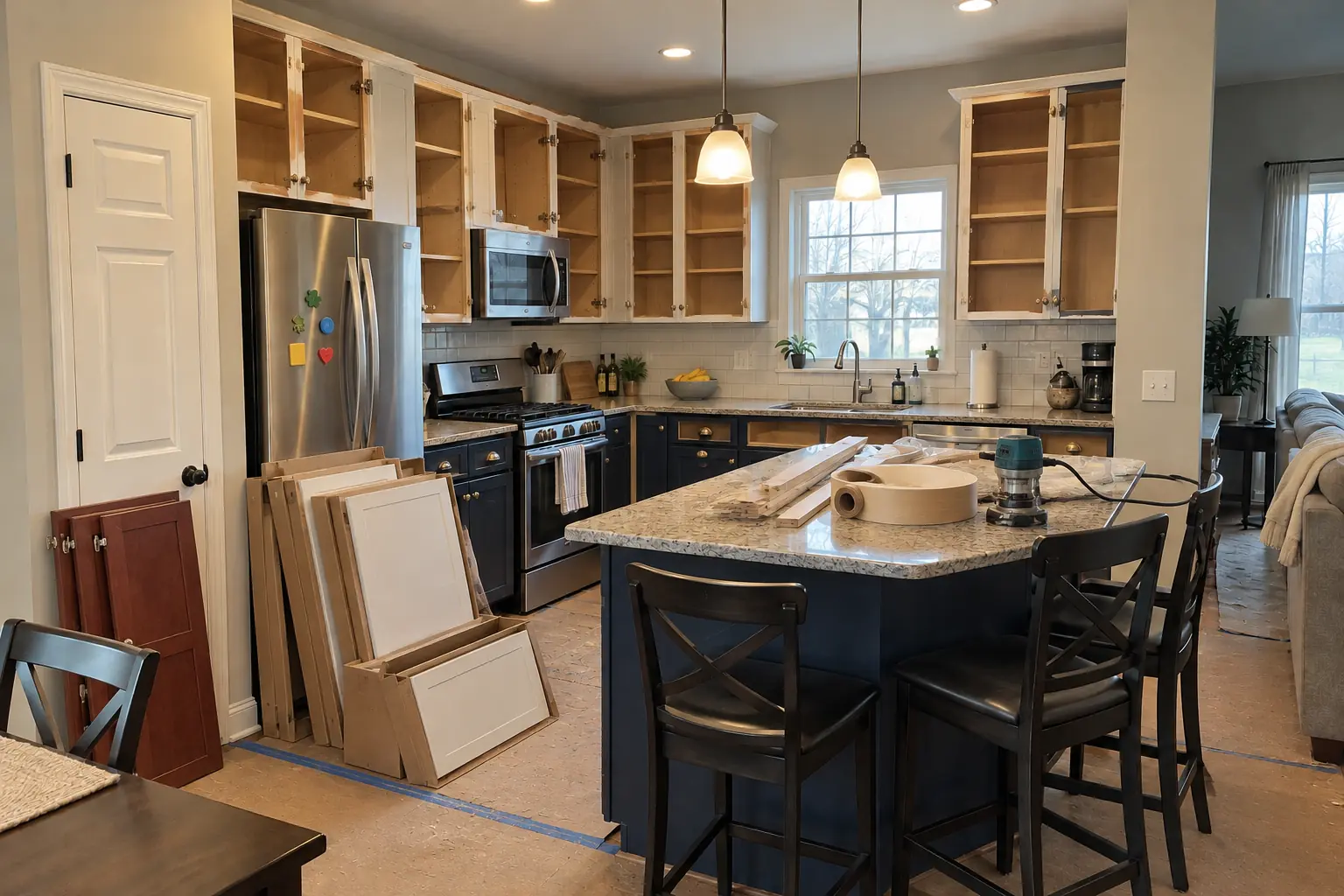 Kitchen Cabinet Services in a 2000s new construction — in progress