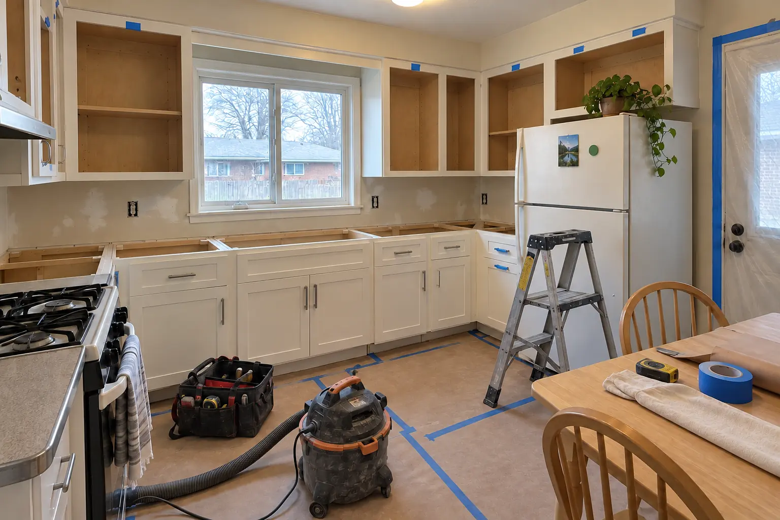 Kitchen Cabinet Installation & Replacement in a postwar ranch / cape cod / bi-level — in progress
