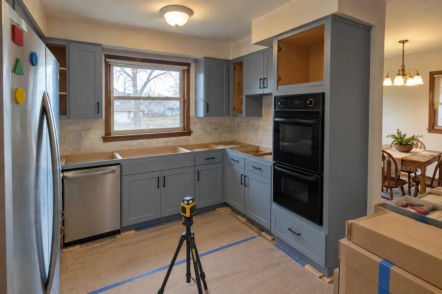 Kitchen Cabinet Installation & Replacement in a postwar ranch / cape cod / bi-level — in progress