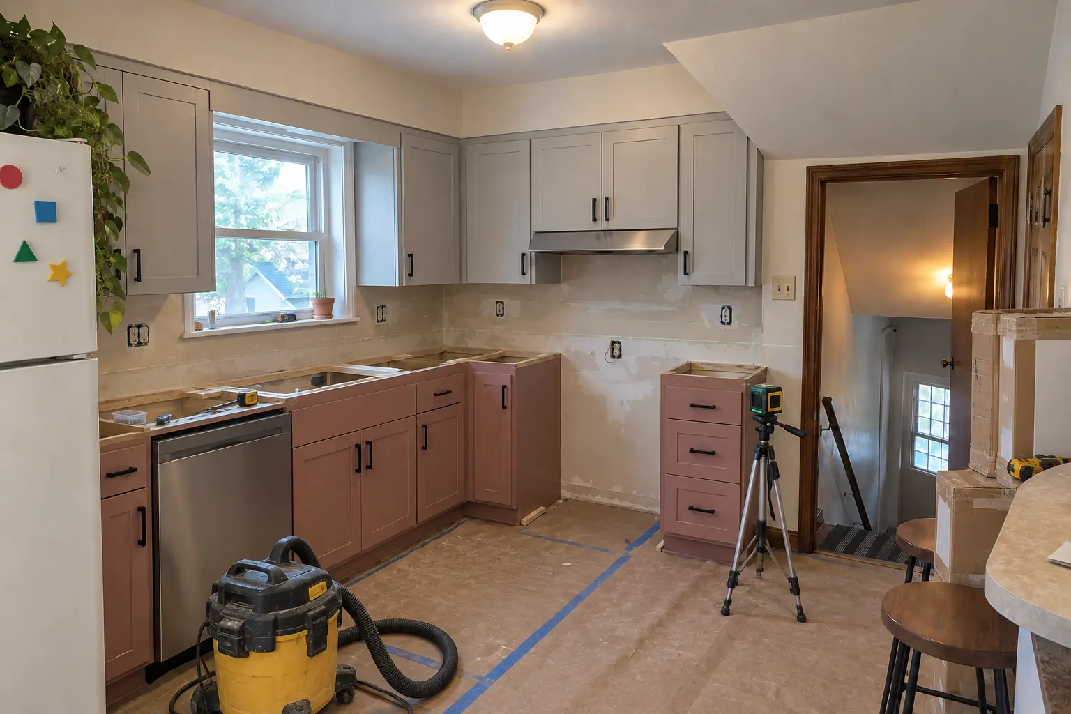 Kitchen Cabinet Installation & Replacement in a postwar ranch / cape cod / bi-level — in progress