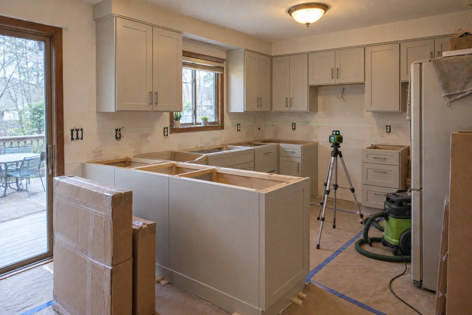Kitchen Cabinet Installation & Replacement in a 1970s split-level / raised ranch / tract — in progress