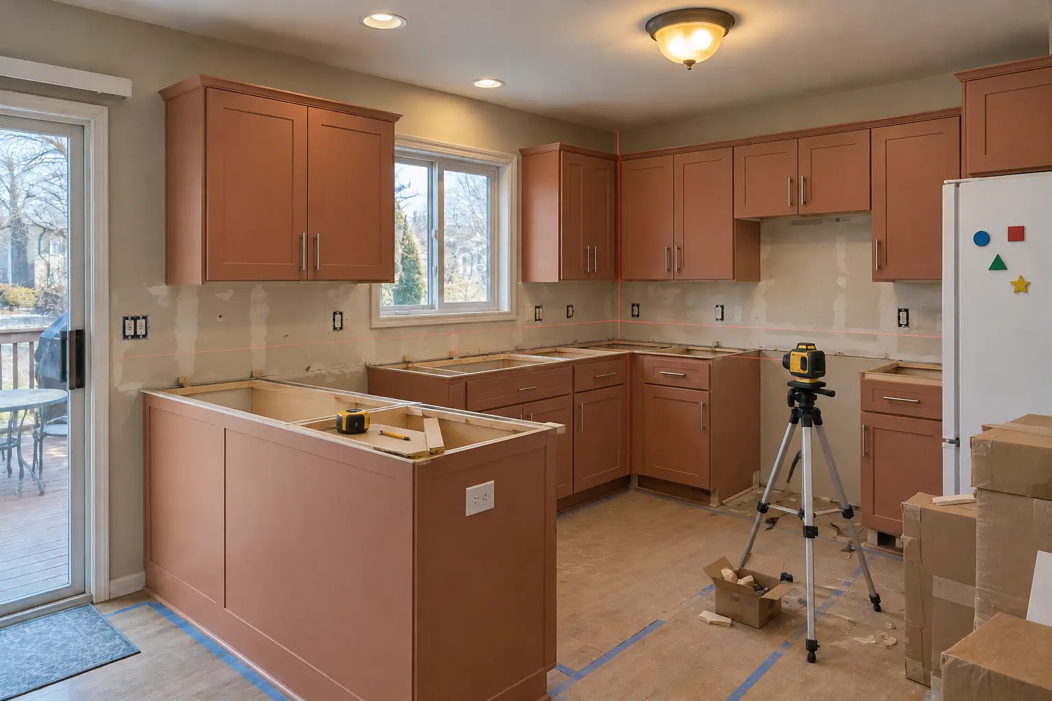 Kitchen Cabinet Installation & Replacement in a 1980s-1990s two-story colonial / tract house — in progress