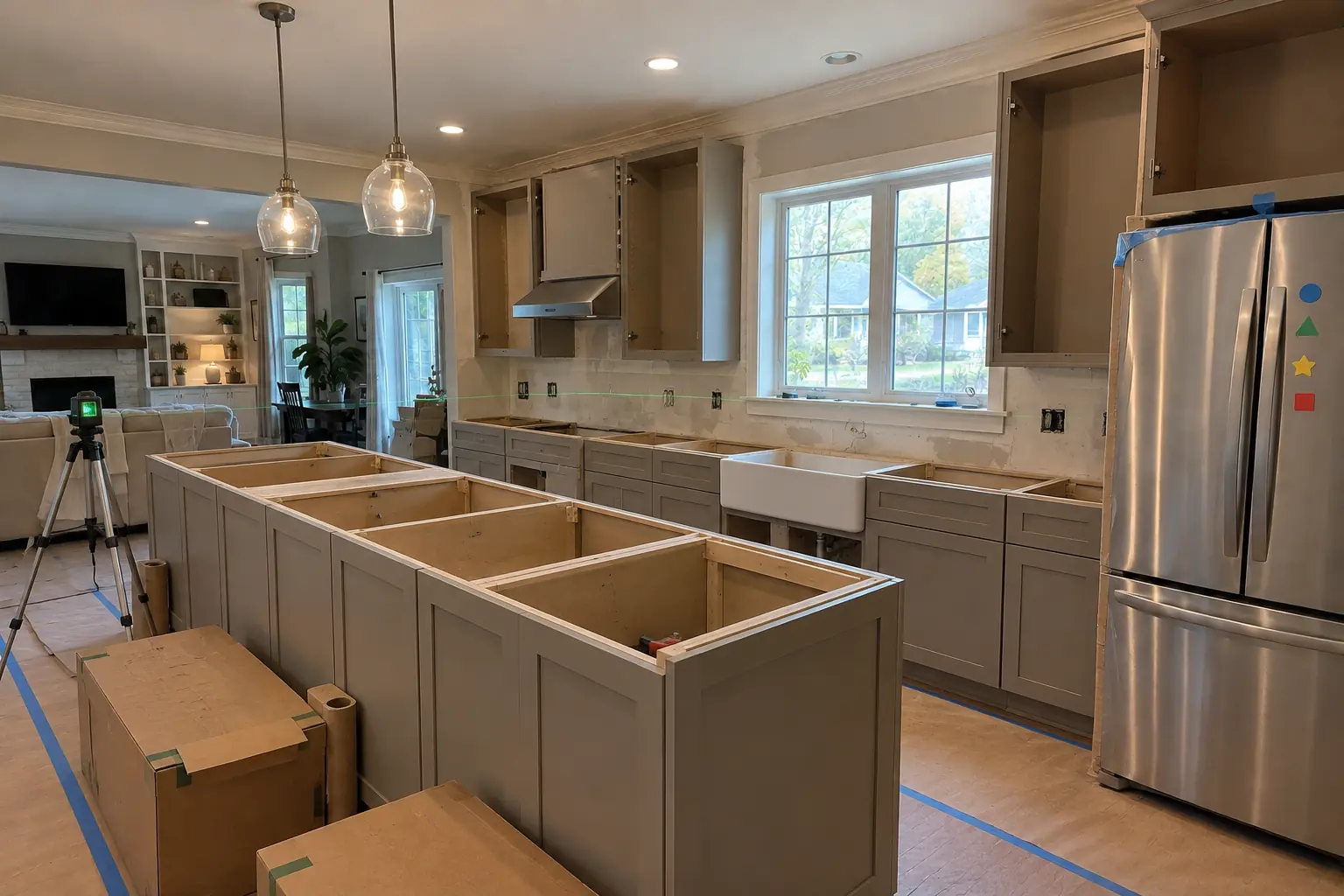 Kitchen Cabinet Installation & Replacement in a 2000s new construction — in progress