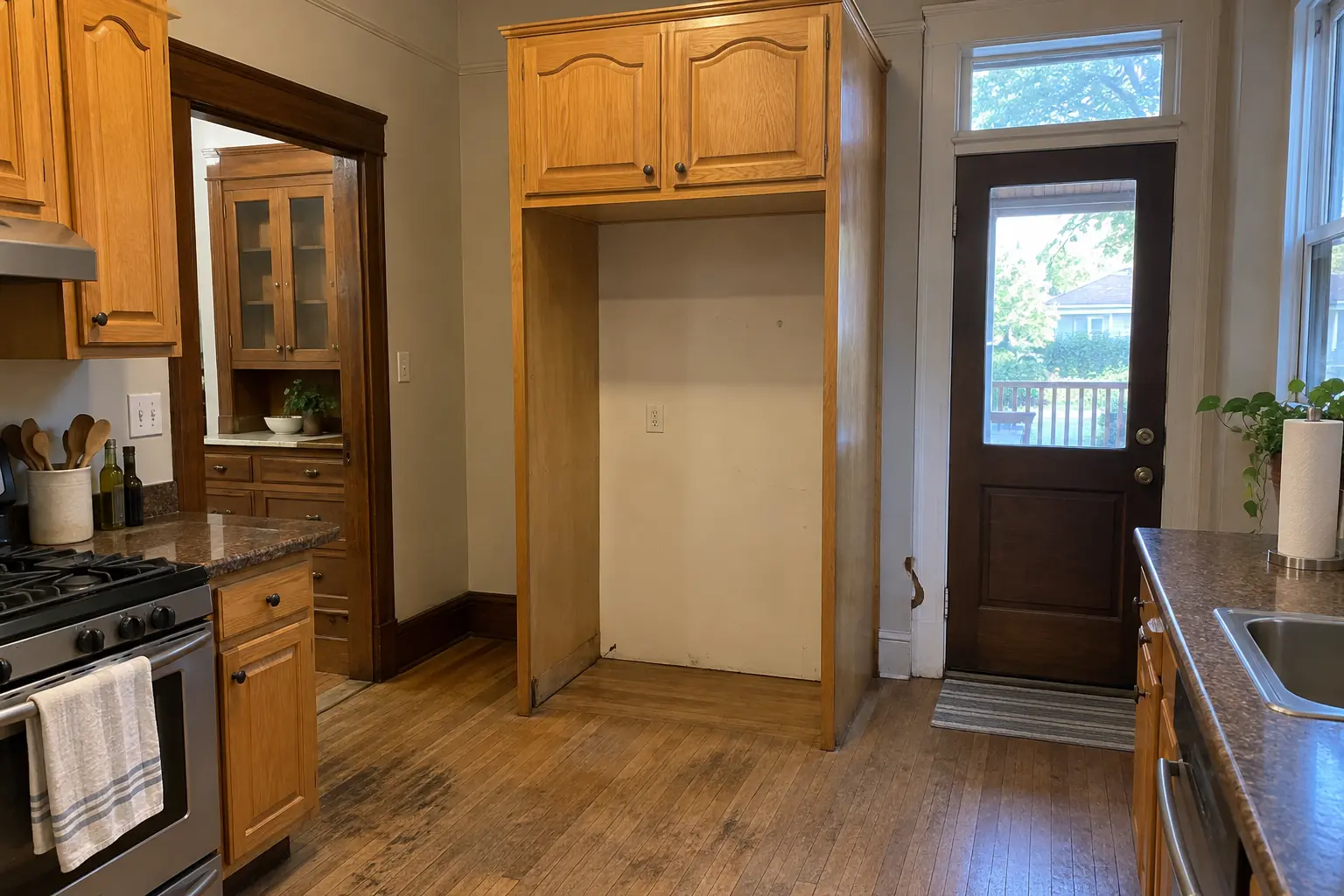Kitchen Cabinet Modification in a prewar house — before