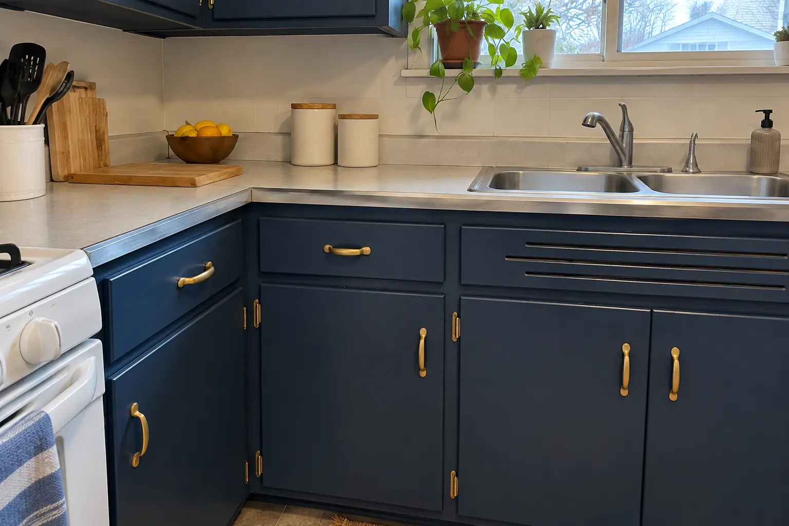 Kitchen Cabinet Painting in a postwar ranch / cape cod / bi-level — detail