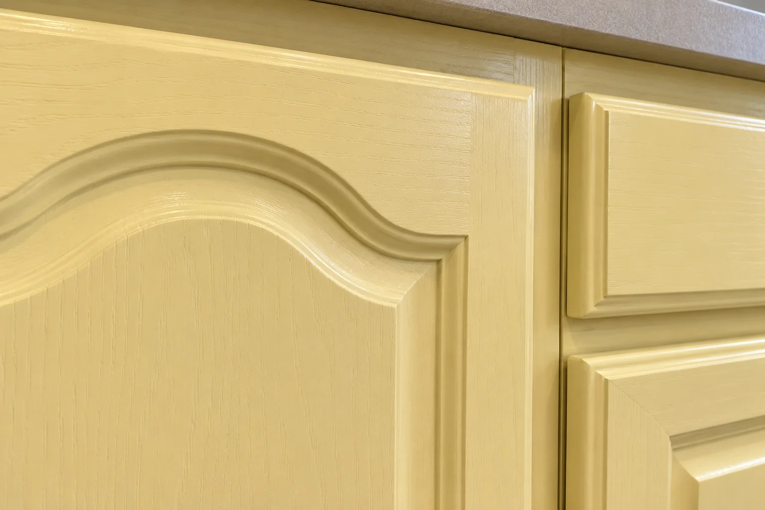 Kitchen Cabinet Painting in a 1980s-1990s two-story colonial / tract house — detail