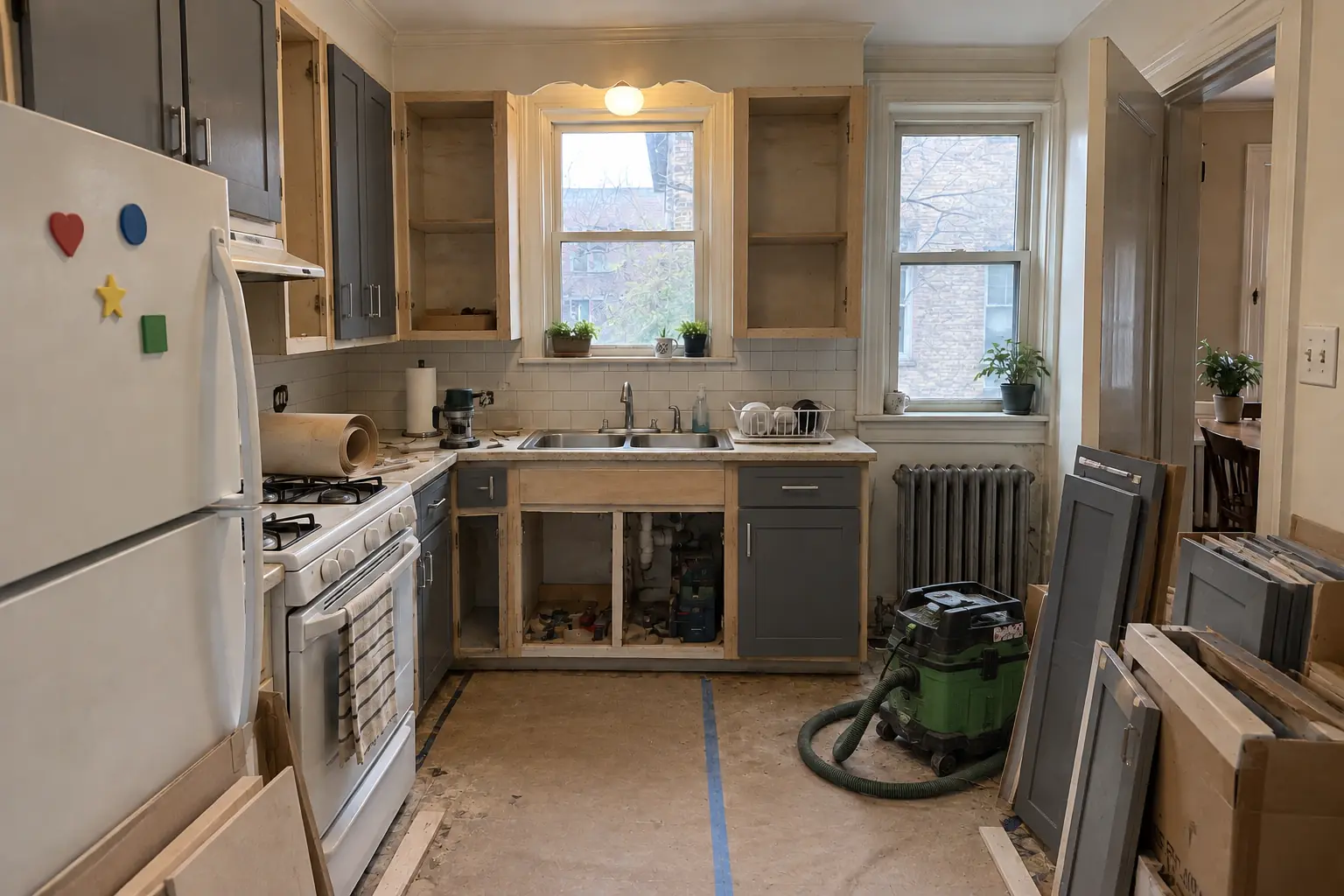 Cabinet Refacing in a prewar house — in progress