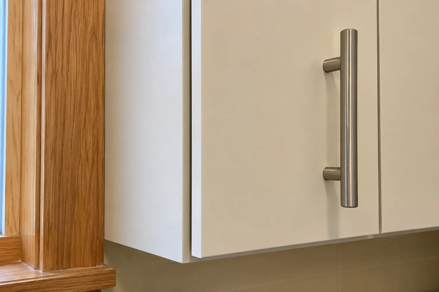 Cabinet Refacing in a 1970s split-level / raised ranch / tract — detail