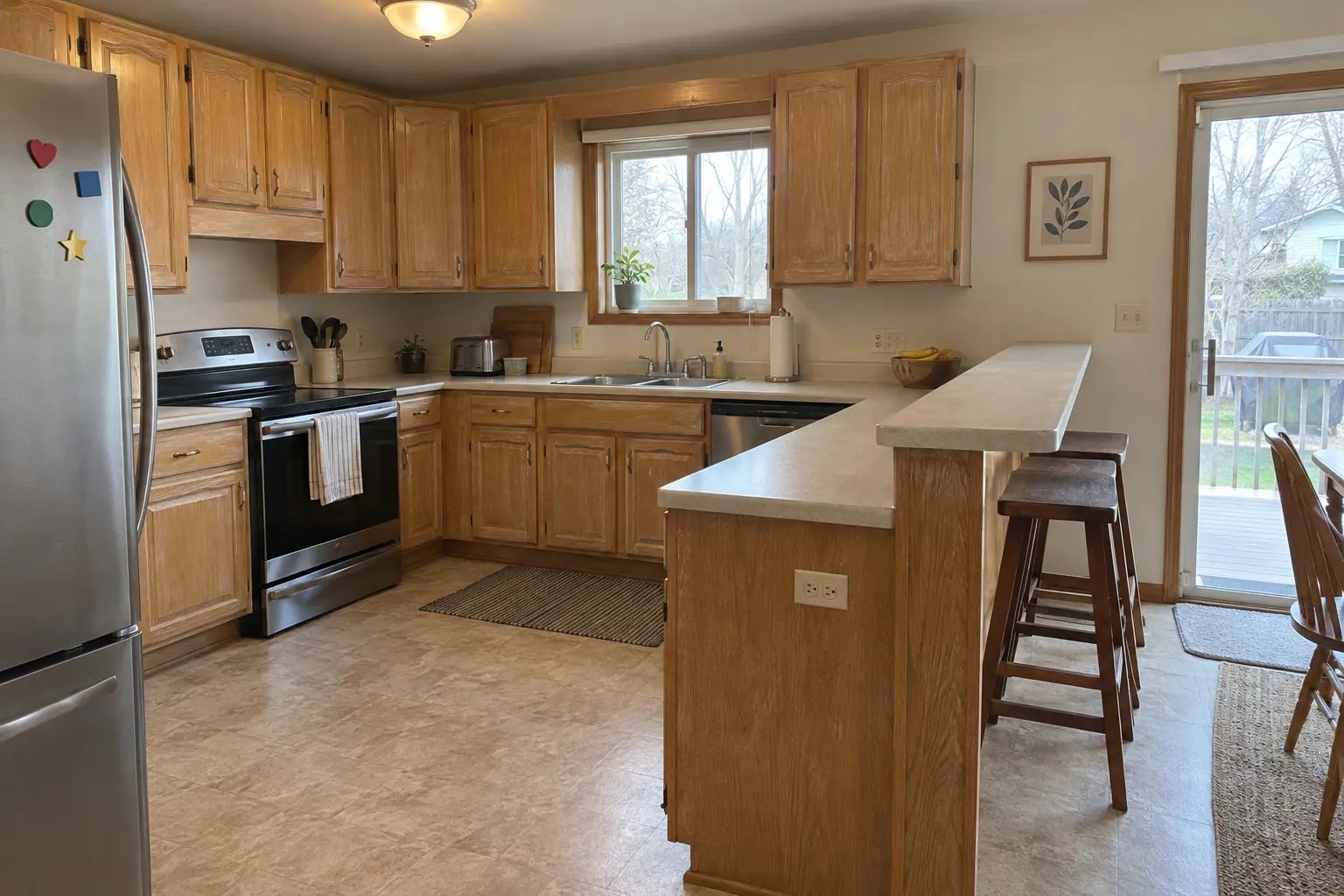 Cabinet Refinishing & Staining project near Hanover Park, before