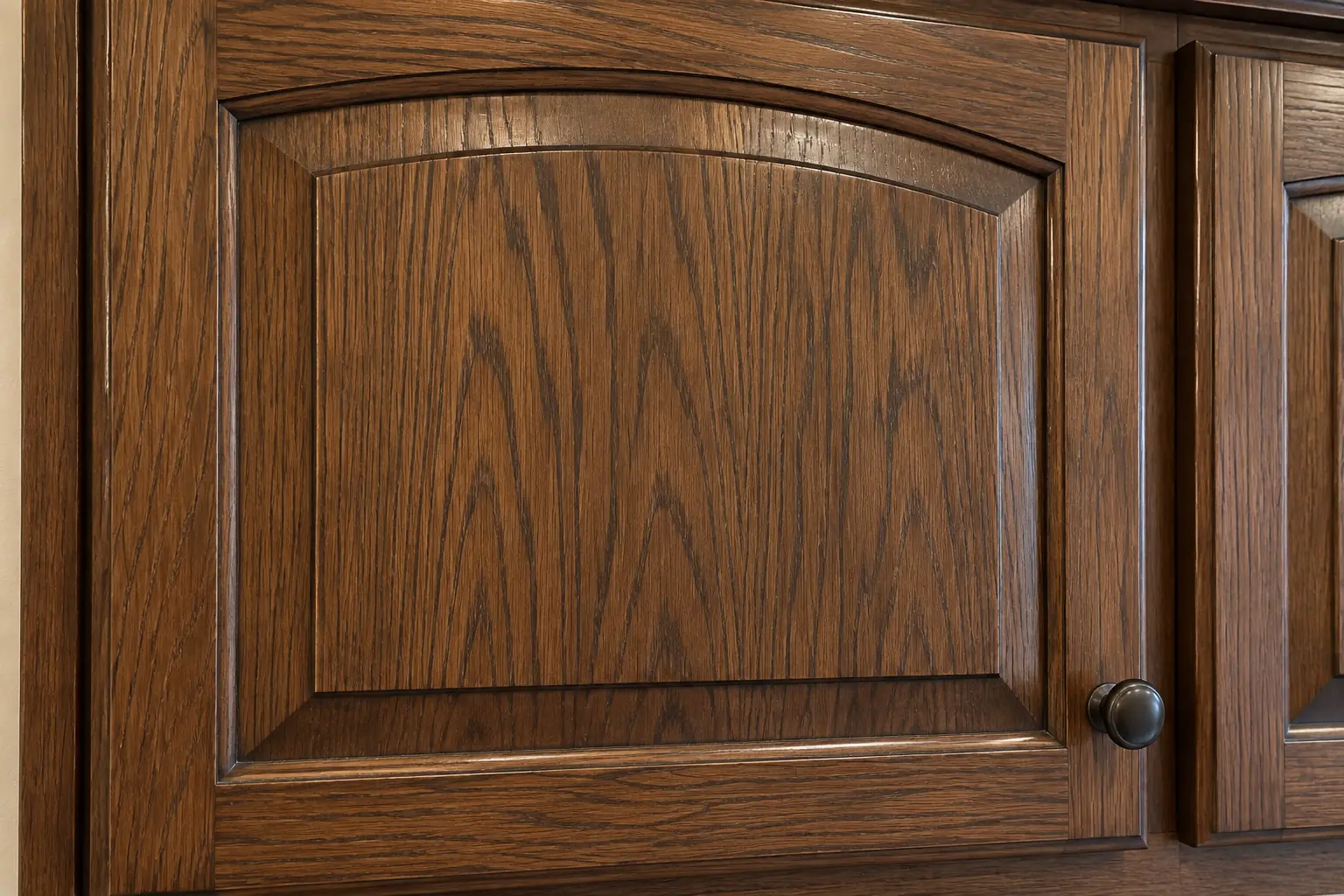 Cabinet Refinishing & Staining in a 1980s-1990s two-story colonial / tract house — detail