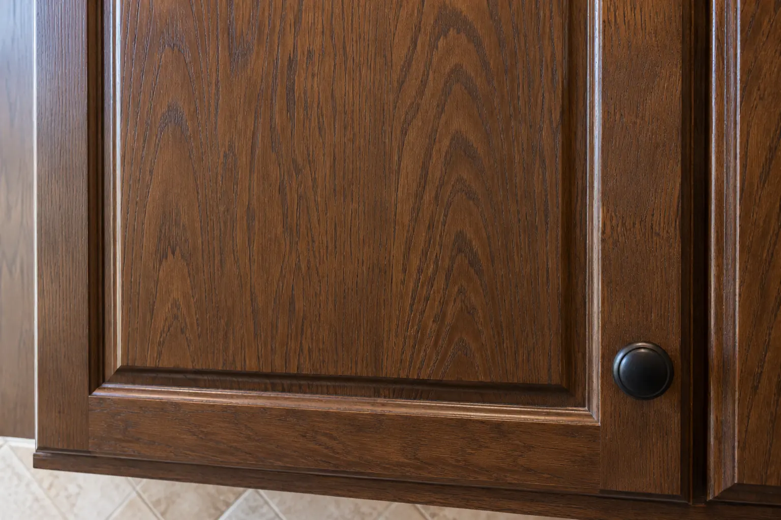 Cabinet Refinishing & Staining in a 1980s-1990s two-story colonial / tract house — detail