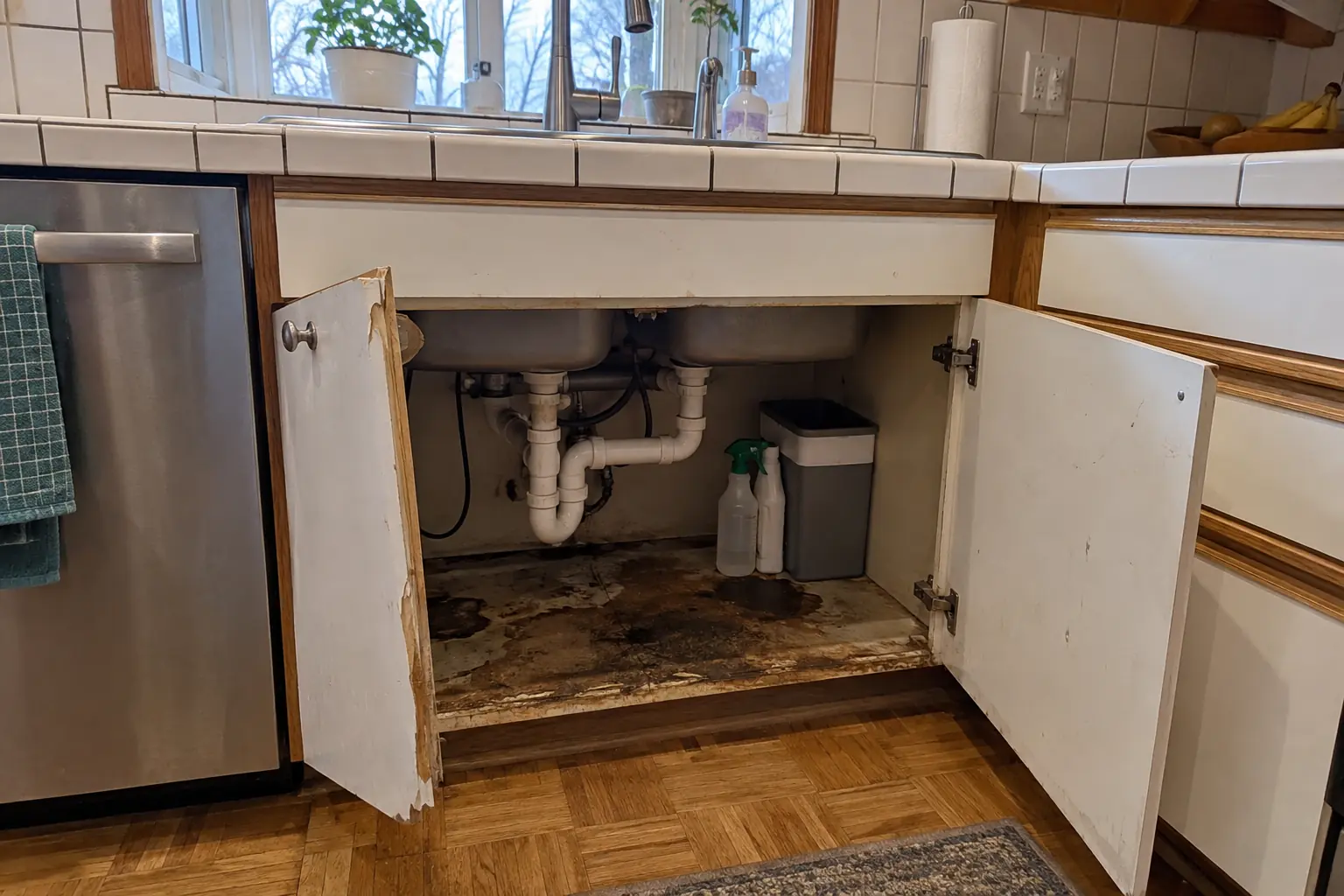 Kitchen Cabinet & Drawer Repair — before