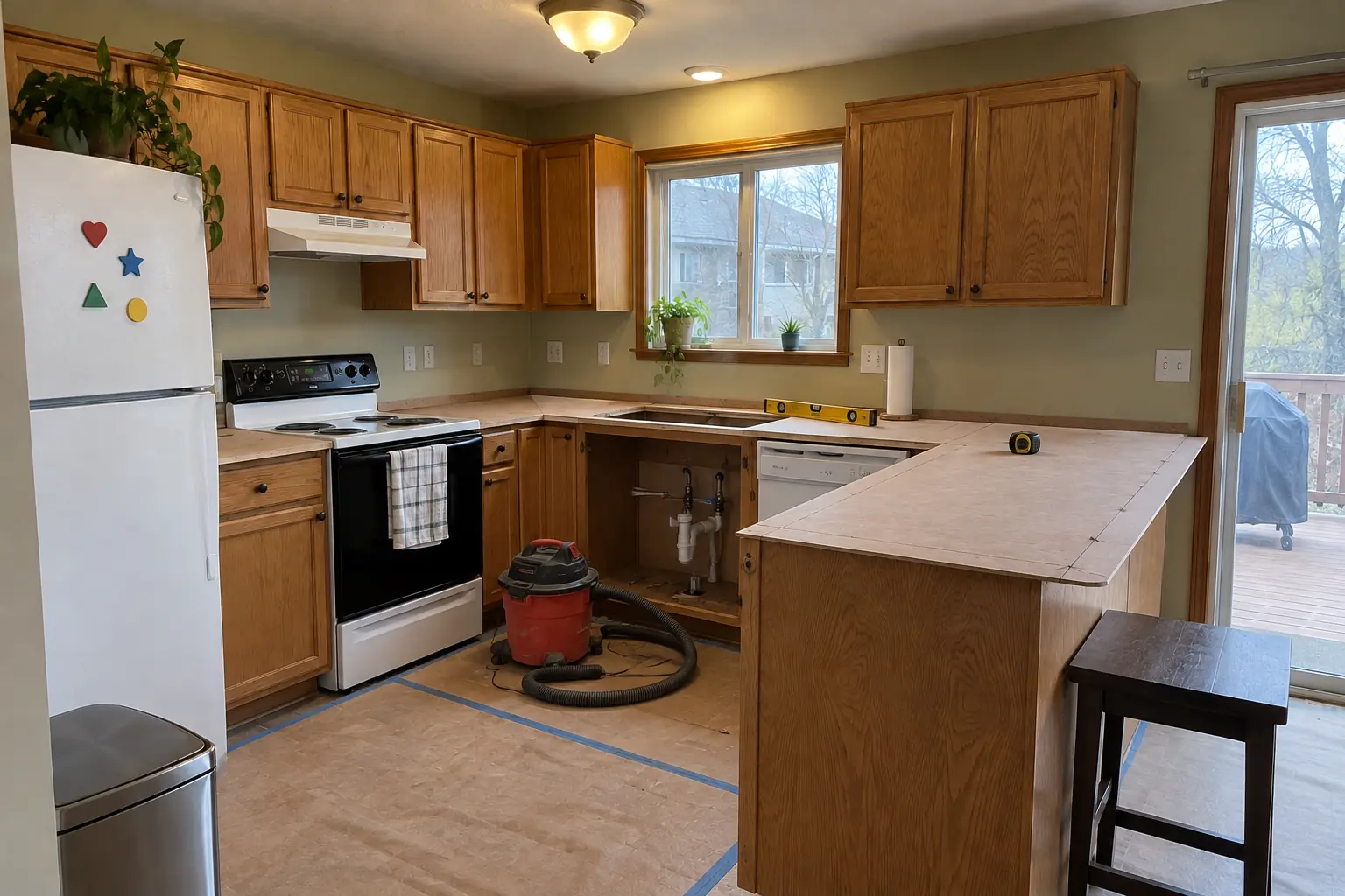 Countertop Services in a 1980s-1990s two-story colonial / tract house — in progress