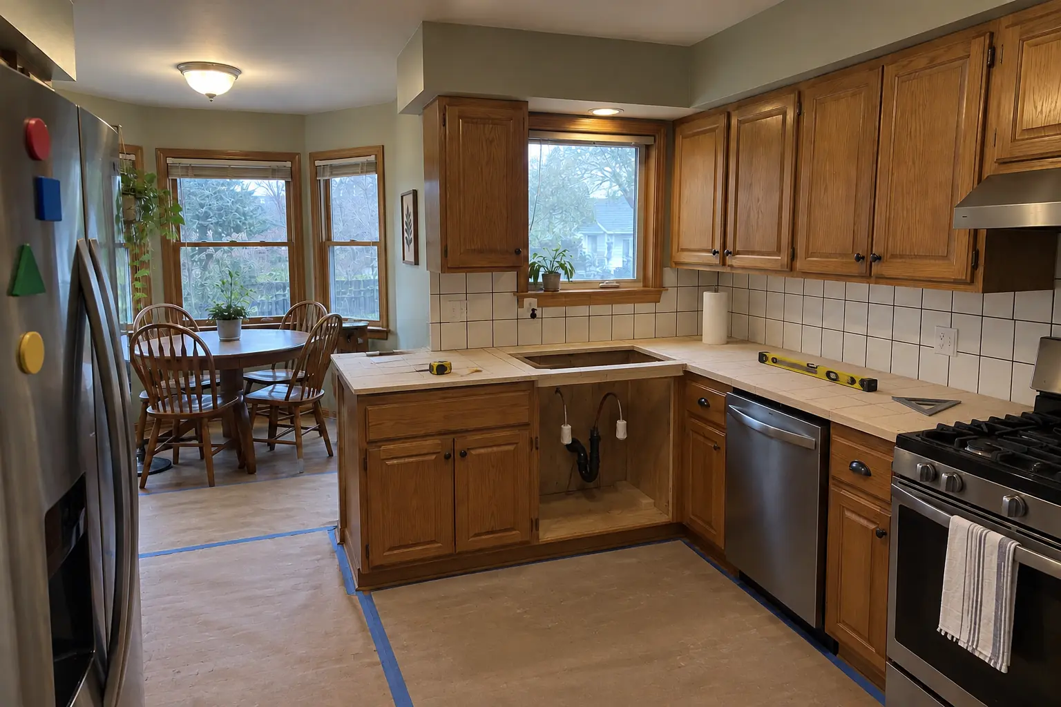 Countertop Services in a 1980s-1990s two-story colonial / tract house — in progress