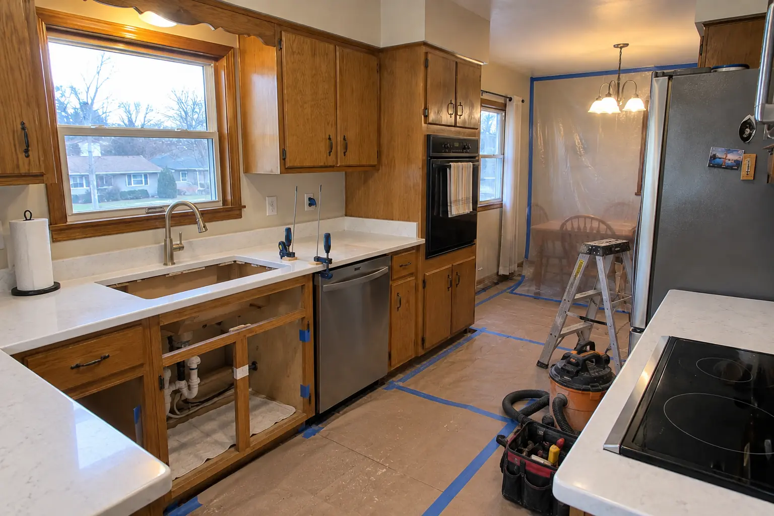 Countertop Fabrication & Installation in a postwar ranch / cape cod / bi-level — in progress