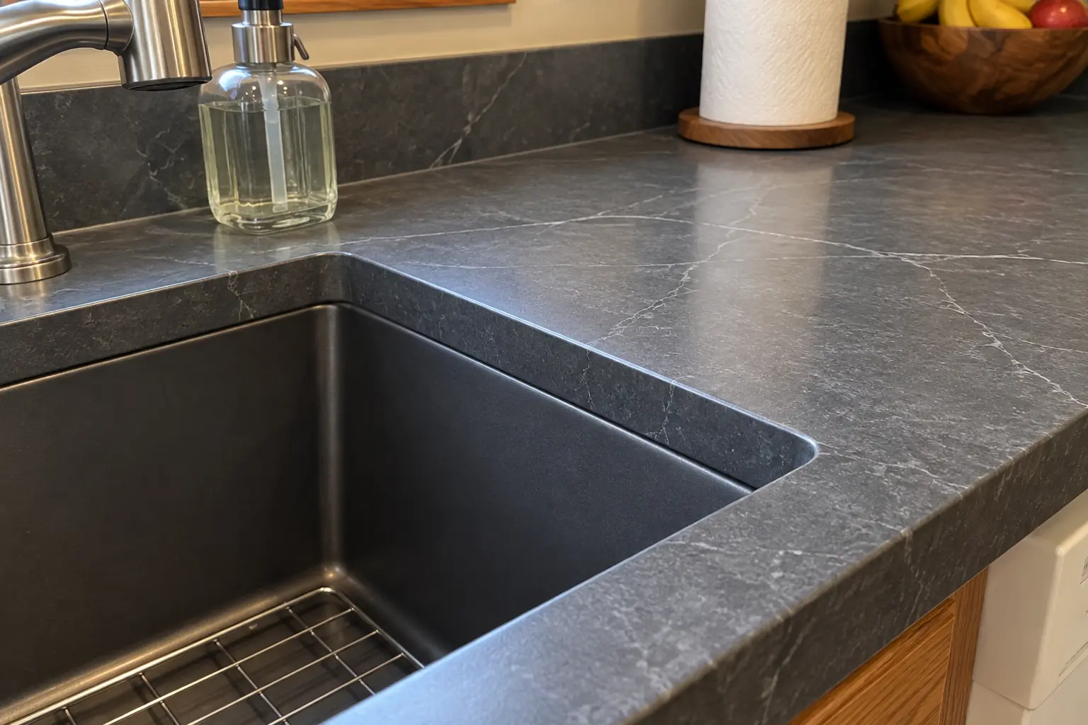 Countertop Fabrication & Installation in a 1980s-1990s two-story colonial / tract house — detail