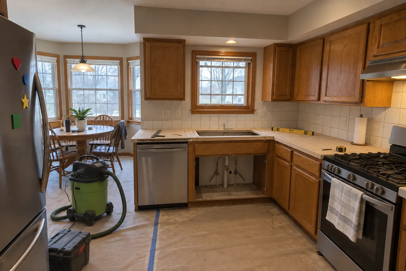 Countertop Fabrication & Installation in a 1980s-1990s two-story colonial / tract house — in progress