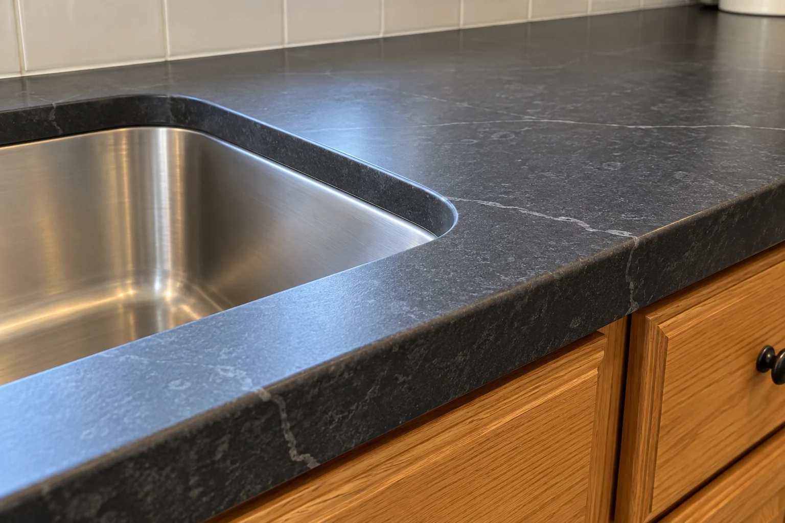 Countertop Fabrication & Installation in a 1980s-1990s two-story colonial / tract house — detail