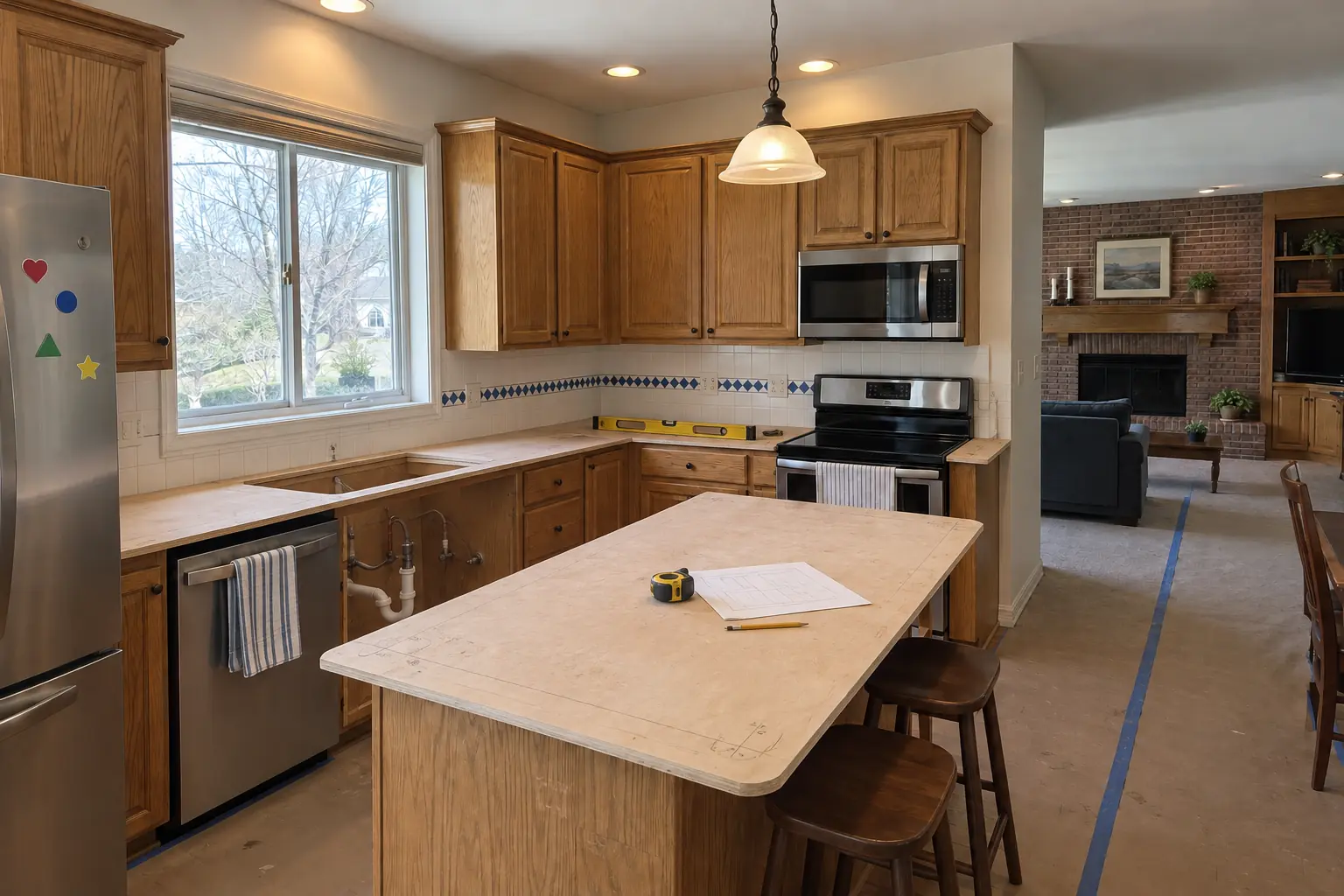 Countertop Fabrication & Installation in a 1980s-1990s two-story colonial / tract house — in progress