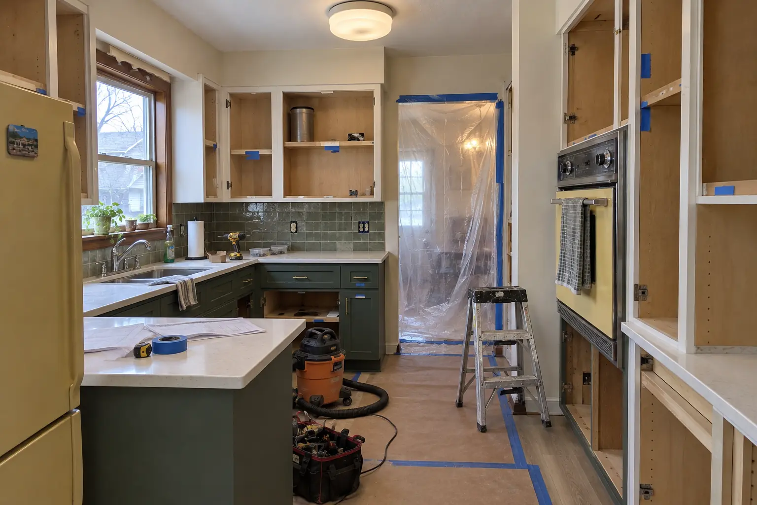 Kitchen Design & Layout Planning in a postwar ranch / cape cod / bi-level — in progress