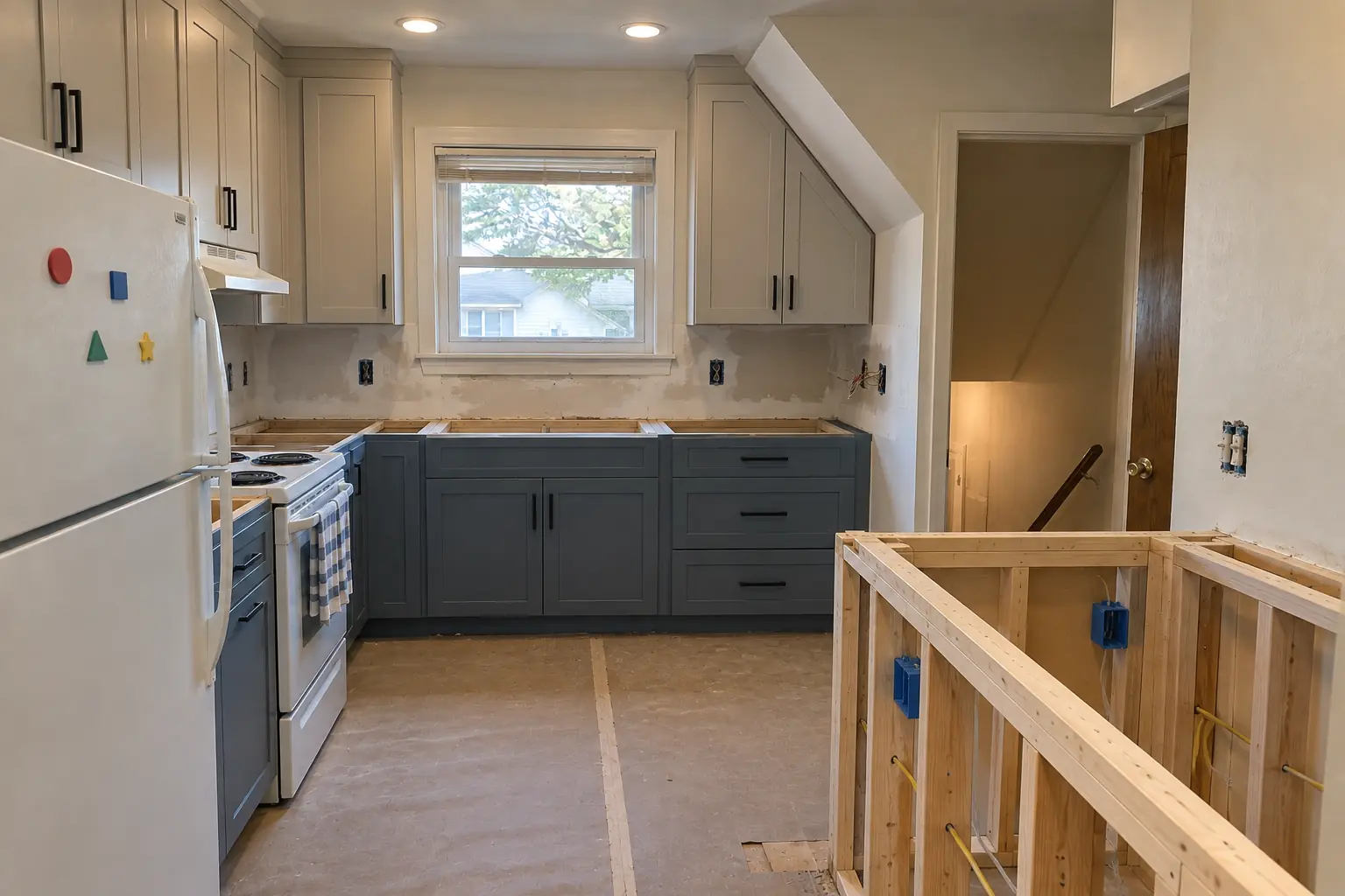 Kitchen Design & Layout Planning in a postwar ranch / cape cod / bi-level — in progress
