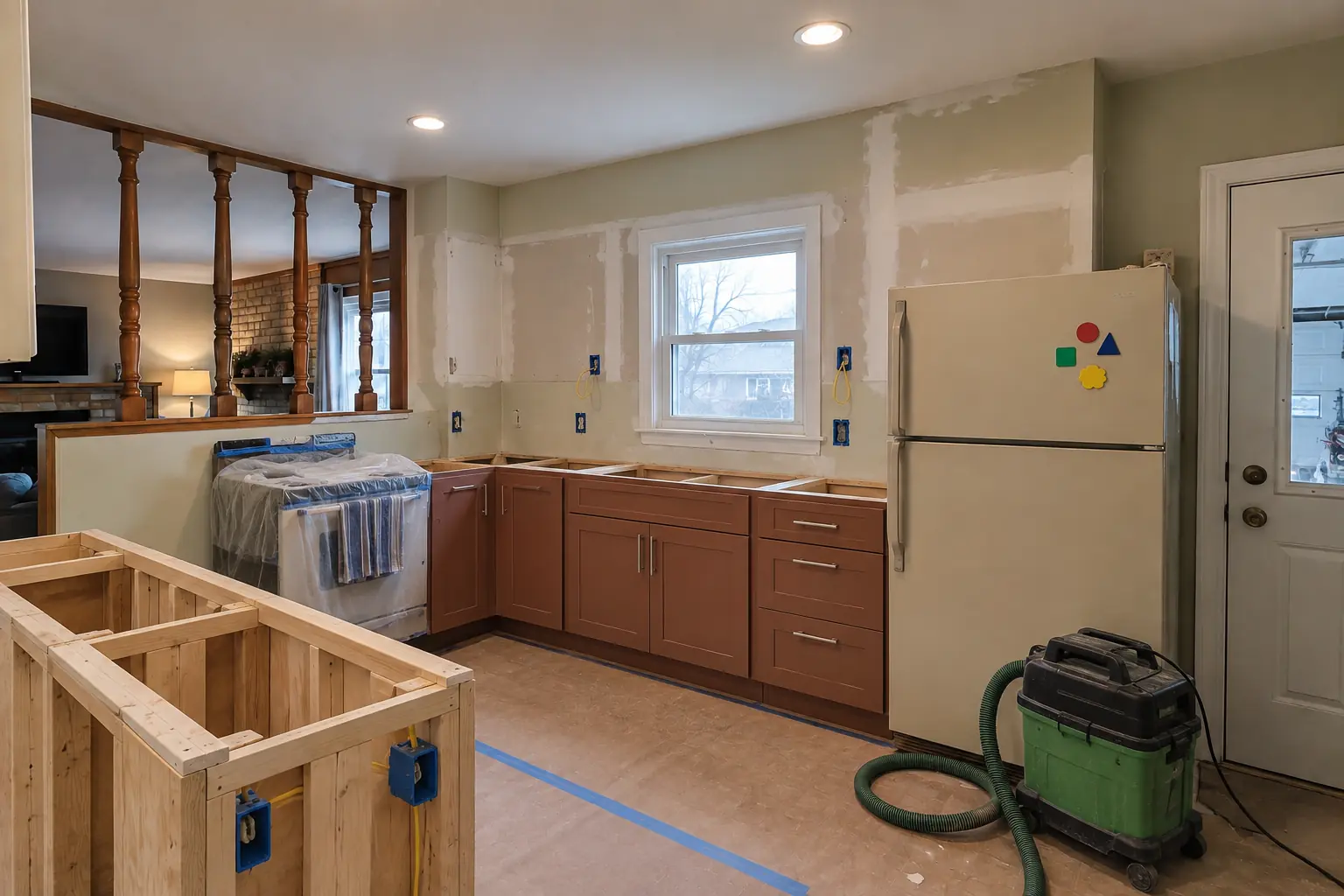Kitchen Design & Layout Planning in a 1970s split-level / raised ranch / tract — in progress