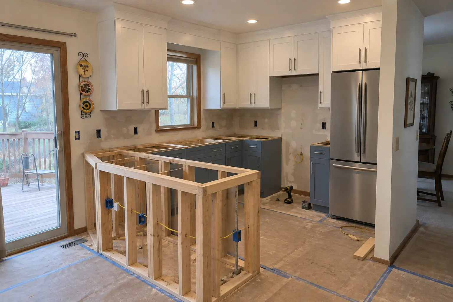 Kitchen Design & Layout Planning in a 1980s-1990s two-story colonial / tract house — in progress