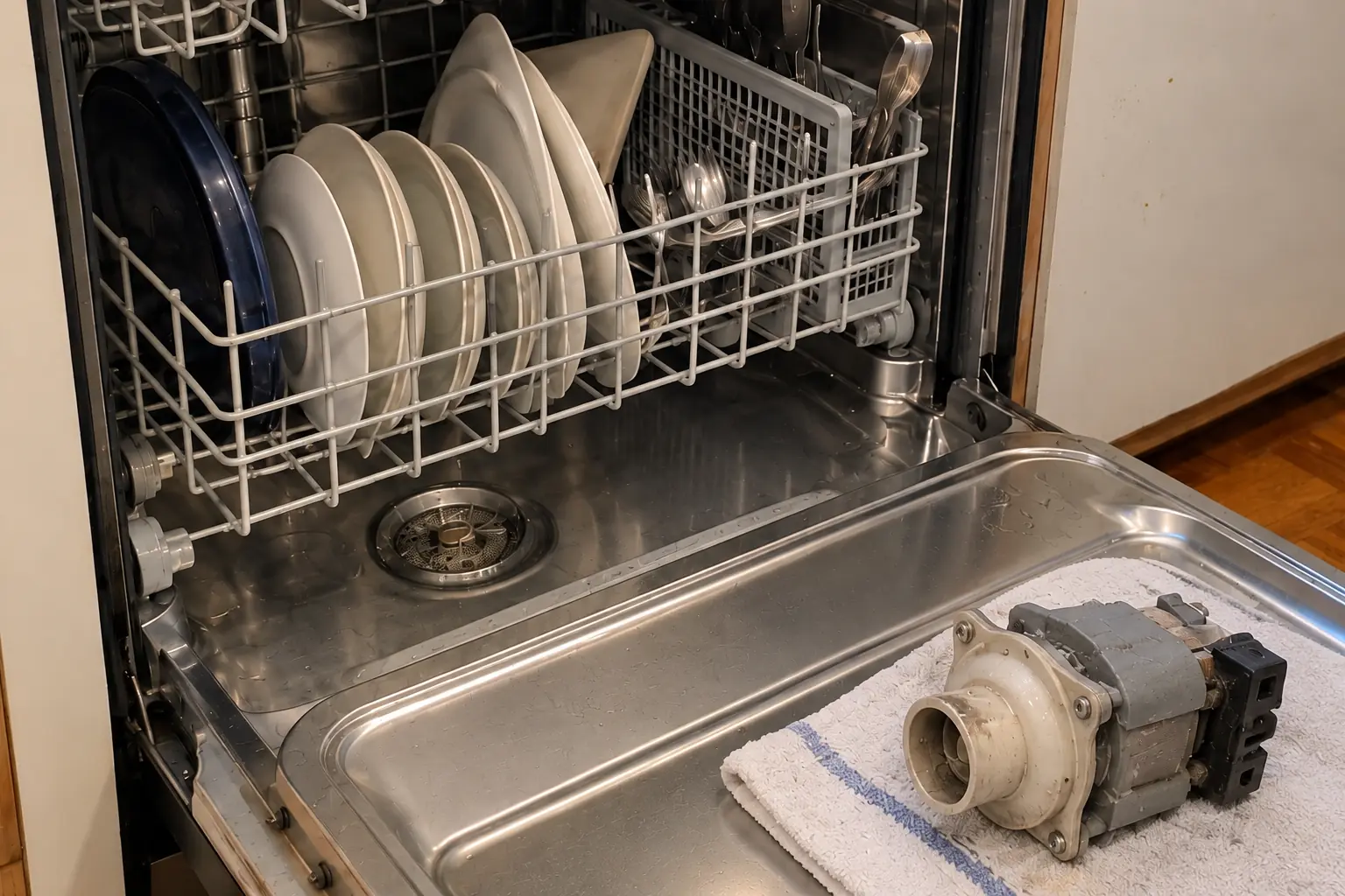 Dishwasher Repair in a 1980s-1990s two-story colonial / tract house — detail