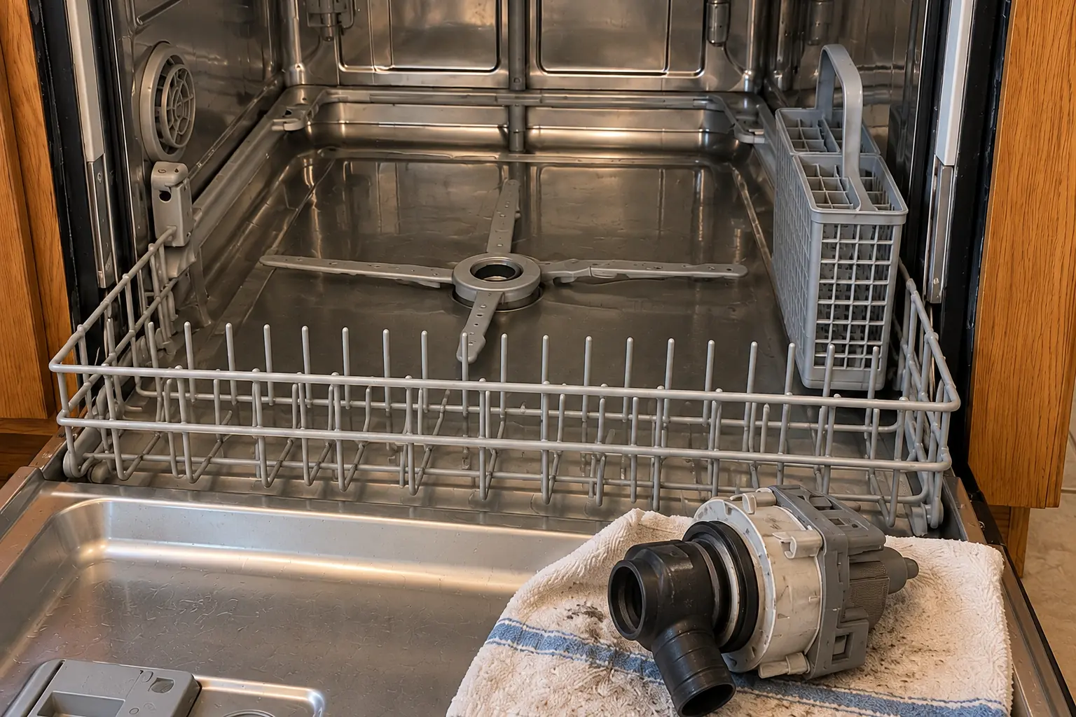 Dishwasher Repair in a 1980s-1990s two-story colonial / tract house — detail
