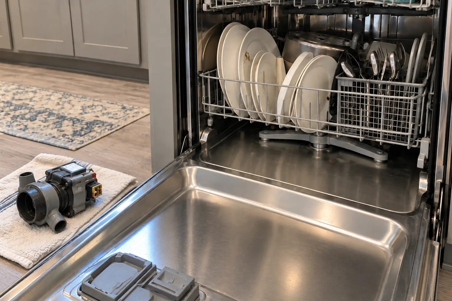 Dishwasher Repair in a 2000s new construction — detail