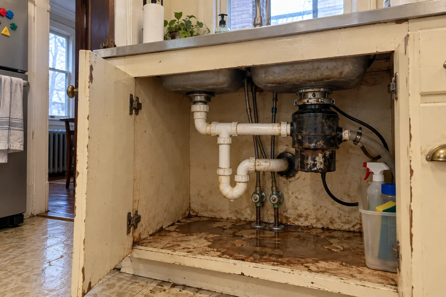 Garbage Disposal Installation & Repair in a prewar house — before