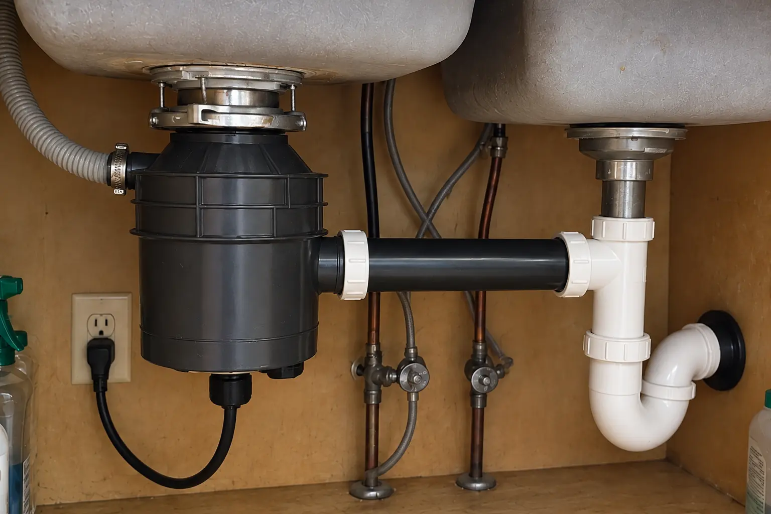 Garbage Disposal Installation & Repair in a 1980s-1990s two-story colonial / tract house — detail