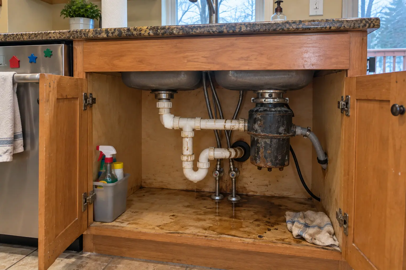 Garbage Disposal Installation & Repair in a 2000s new construction — before