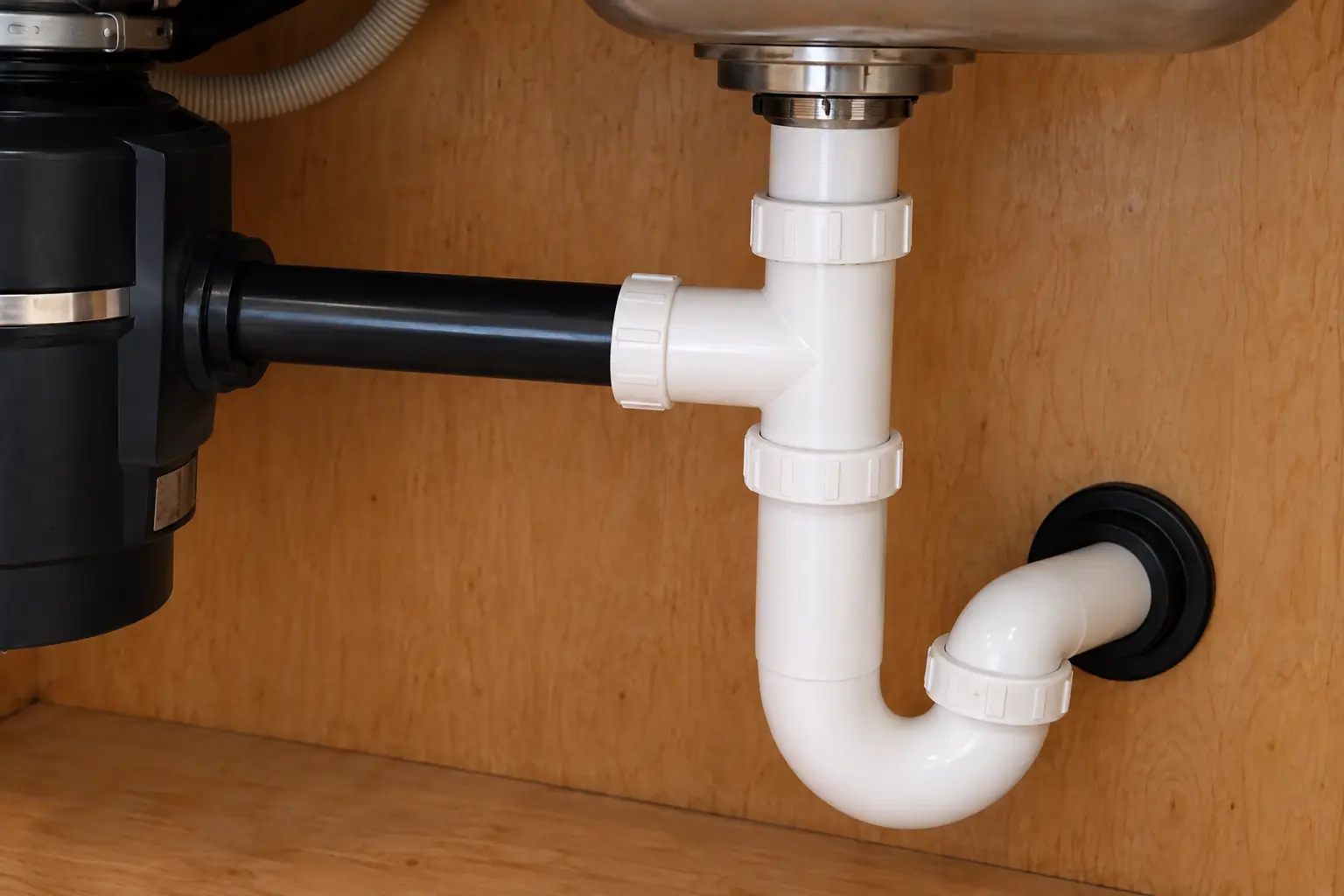 Kitchen Sink Leak & Drain Repair in a 1980s-1990s two-story colonial / tract house — detail