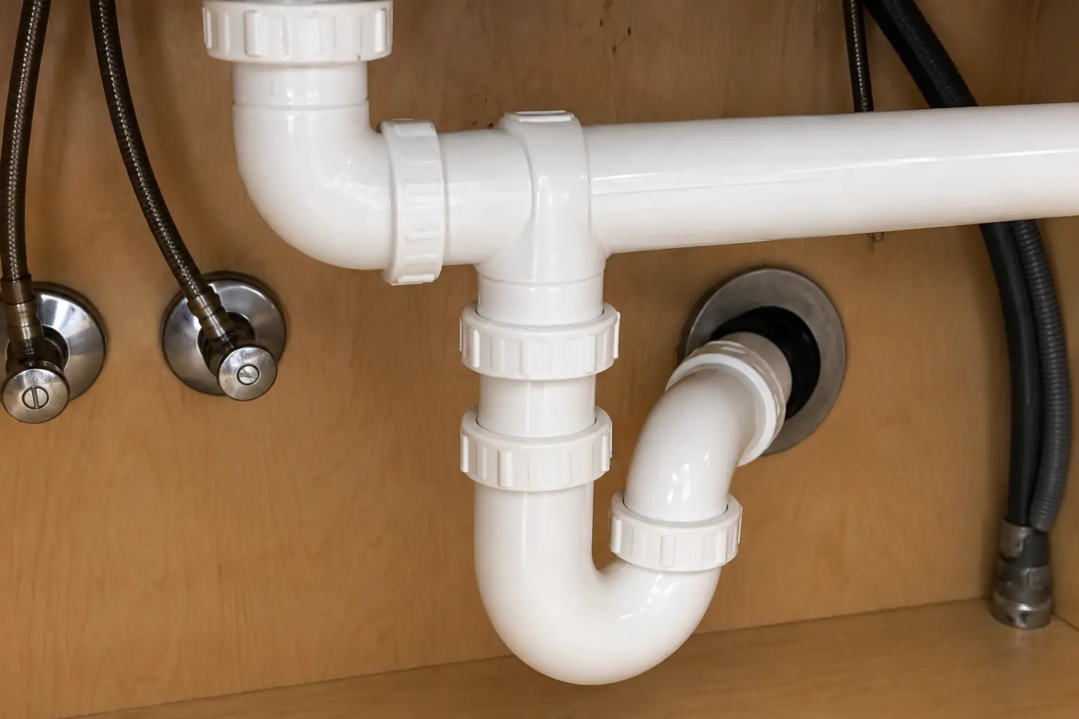 Kitchen Sink Leak & Drain Repair in a 1980s-1990s two-story colonial / tract house — detail